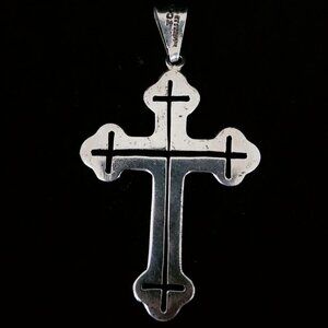 Vintage Sterling Silver1990s Large Unisex Botonée Cutout Cross Pendant